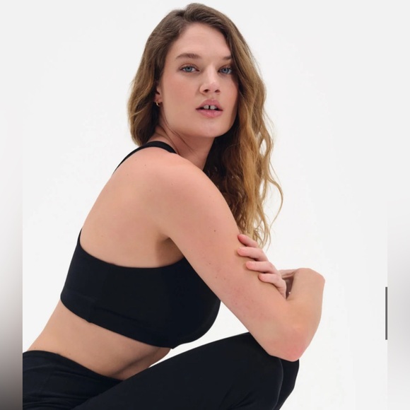 Mate the Label Organic Cotton Stretch Sports Bra, Large, Jet Black - NWT 🏅 - Picture 8 of 11